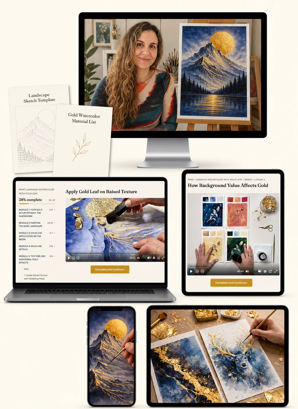 Course package: video tutorials, materials checklist, mobile access, lifetime access